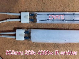 Double ended twin tube halogen heat lamps 850mm 230v 4200w half white coated infrared heat lamps