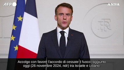 Macron: "Bene il cessate il fuoco in Libano, ora elezioni immediate"
