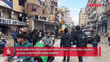 İsrail saldırıları nedeniyle yerinden edilen Lübnanlılar ateşkes sonrası evlerine dönmeye başladı