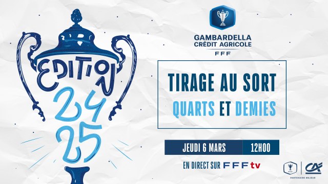 Le tirage des quarts et demies de Coupe Gambardella-Crédit Agricole en direct (12h00)