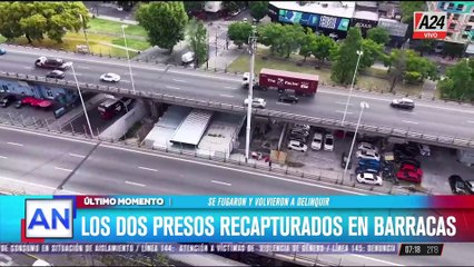 Recapturan a dos de los 11 presos fugados en Barracas mientras delinquían nuevamente