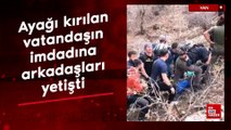 Van'da ayağı kırılan vatandaşın imdadına arkadaşları yetişti