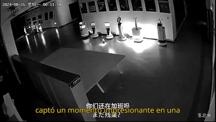 Una cámara de seguridad capta como un robot organiza una revolución y convence al resto para que dejen su trabajo y “regresen a casa”.