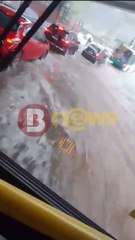 "Ônibus virou barco": Baixa de Quintas alaga e água invade lojas