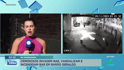 Vândalos invadem bar, quebram tudo e incendeiam área externa; veja vídeo