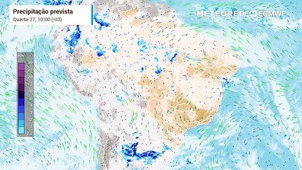 Previsão de chuvas e nebulosidade