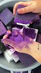 Asmr buckets of purple chalks