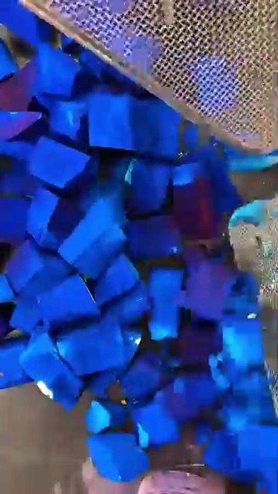 Asmr crushing blue dyed chalk