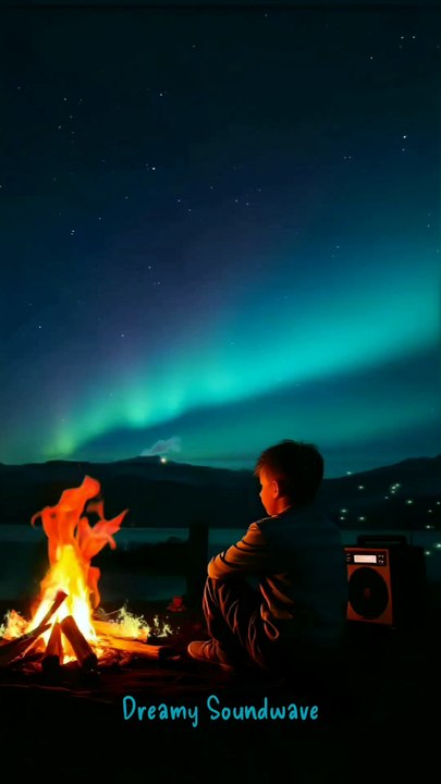 **Title:** "Lofi Magic: Campfire Serenity Under Auroras"