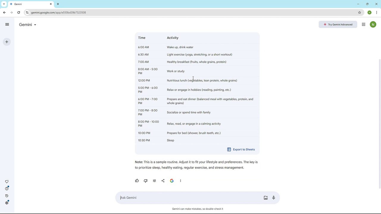 Google Gemini Course Section 8 Generating Tables