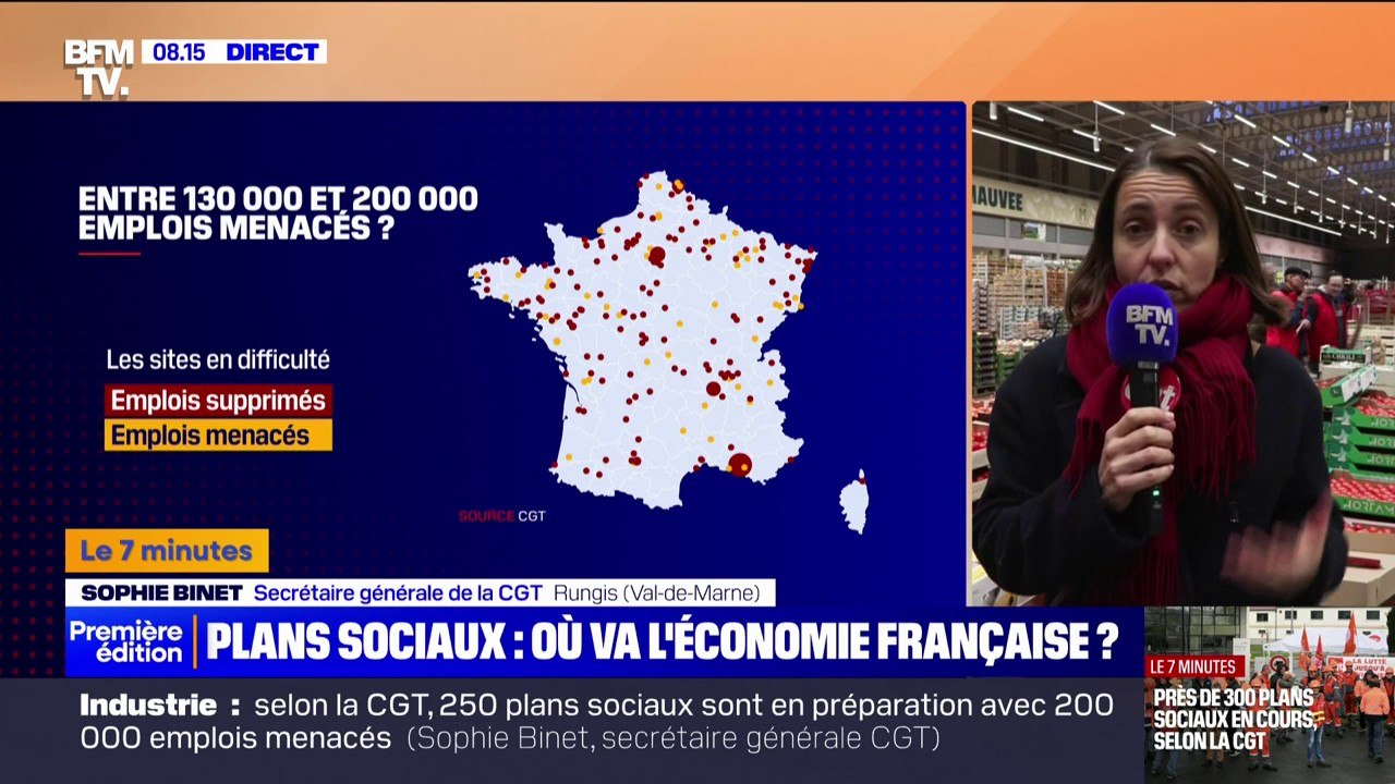 Plans sociaux: Sophie Binet (CGT) appelle le gouvernement à mettre en place "un plan d'urgence"