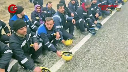 Ankara Çayırhan'daki maden işçileri Hazine ve Maliye Bakanlığı'na yürüyor