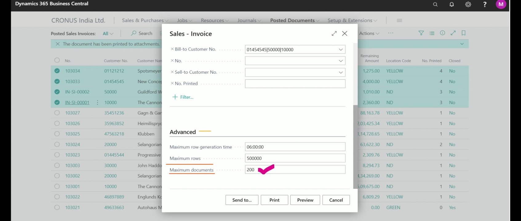 Print Multiple Invoices or Documents at a time in Business Central #print #pdf # #invoices #documents #d365bc