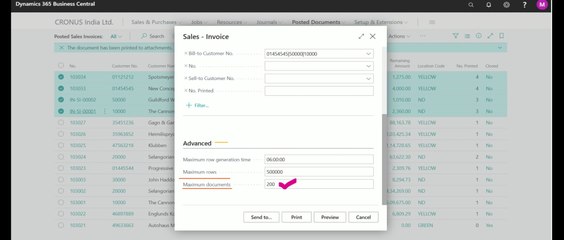 Print Multiple Invoices or Documents at a time in Business Central #print #pdf # #invoices #documents #d365bc