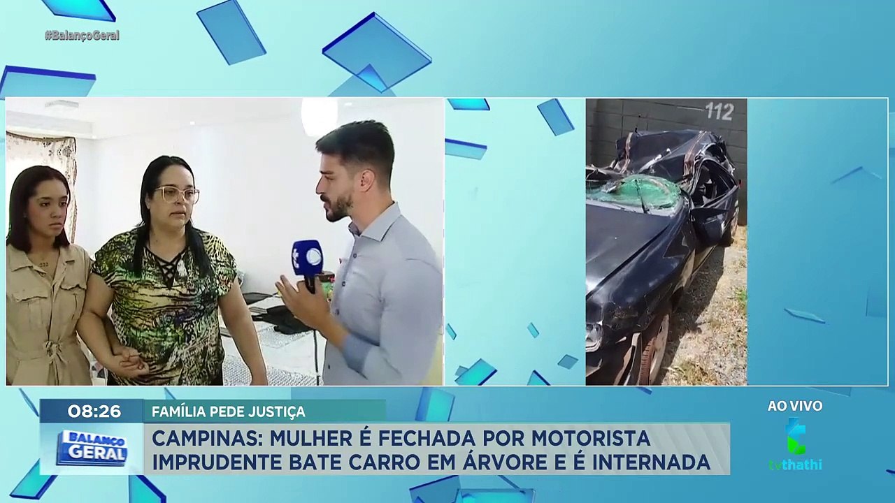Mulher é fechada, bate o carro em árvore e acaba internada em Campinas; família pede justiça