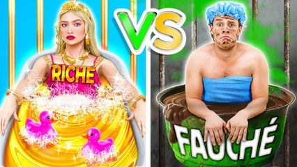 SŒUR RICHE vs. FRÈRE FAUCHÉ 💸🚔 Qui Survivra en PRISON? Astuces de Luxe vs. Bas-Budget par 123 GO!