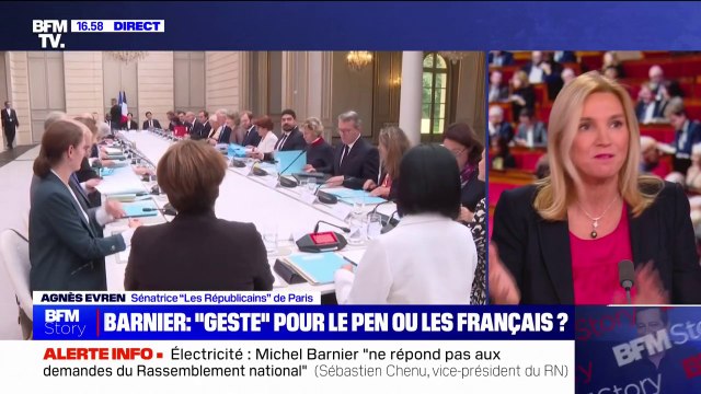Baisse des taxes sur l'électricité: Michel Barnier a fait un geste vis-à-vis du RN mais aussi vis-à-vis de toute la classe politique , déclare Agnès Evren (sénatrice LR)