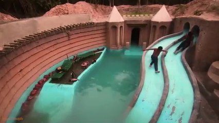 My Summer Holiday 155 Days Building 1M Dollars Water Slide Park into Underground Swimming Pool House