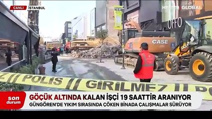 Göçük altında kalan işçi 19 saattir aranıyor