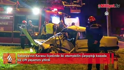 Sakarya'da feci kaza! İki otomobil kafa kafaya çarpıştı karı-koca hayatını kaybetti