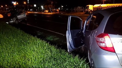 Honda Fit e Ford Ecosport batem de frente na BR-369 e ocupantes saem ilesos