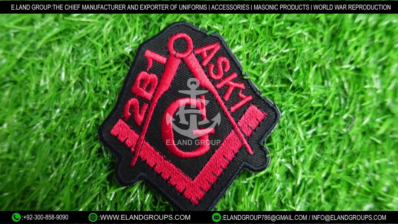 2B1 ASK1 Free Mason Black and Red Patch - 3x3 inch. Embroidered Iron on Patch