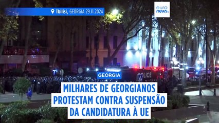 Milhares de georgianos marcham em Tbilisi em protesto contra a suspensão da candidatura à UE