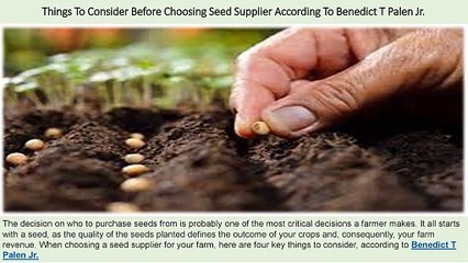 Colorado Man Benedict T Palen Jr. - Things To Consider Before Choosing Seed Supplier