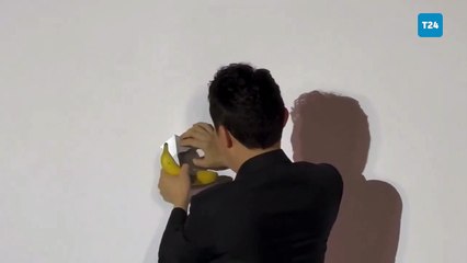 6.2 milyon dolara aldığı eserdeki duvara bantlanmış muzu yedi