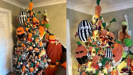 Kevin the Carrot fan decorates Christmas tree with 70 of the Aldi stuffed toys