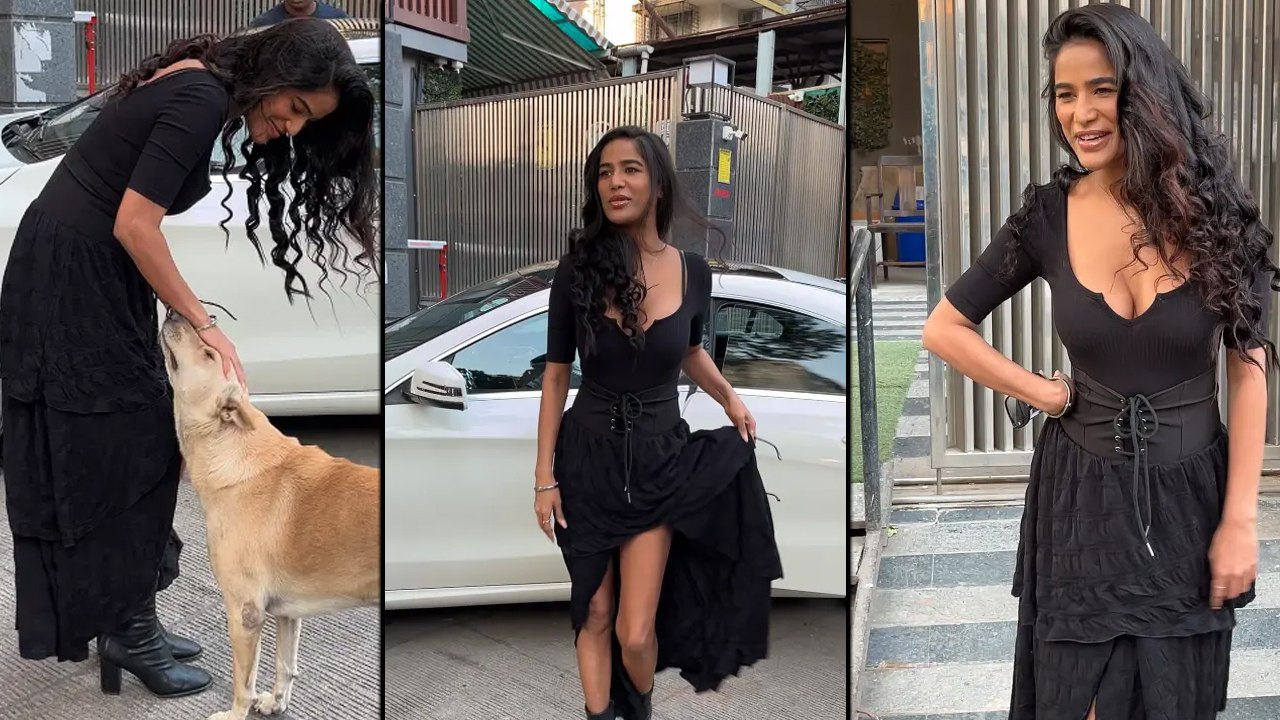 Poonam Pandey का ब्लैक अटायर में दिखा कातिलाना लुक, स्ट्रीट डॉग के साथ वीडियो हुआ वायरल