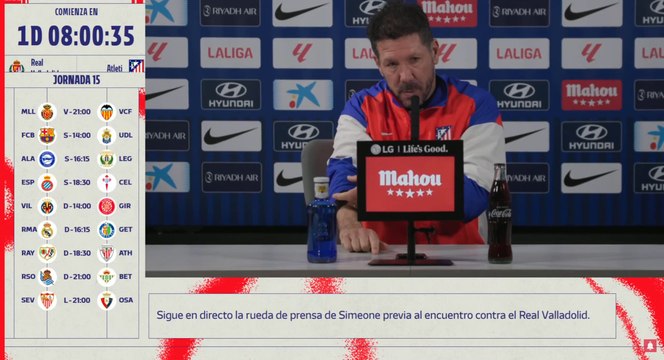 Simeone, rueda de prensa previa al Valladolid vs. Atlético de Madrid