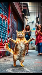 Cat dancing on streets