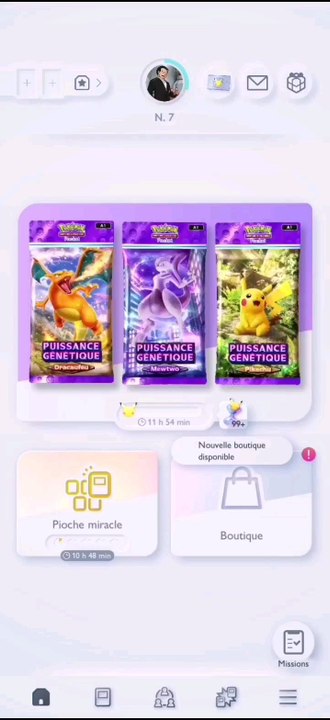 open booster on Pokémon pocket! (genetic apex pickachu in French)