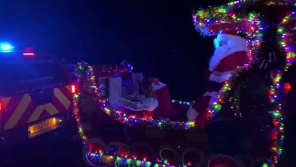 Father Christmas arriving at Parkend Cricket Club