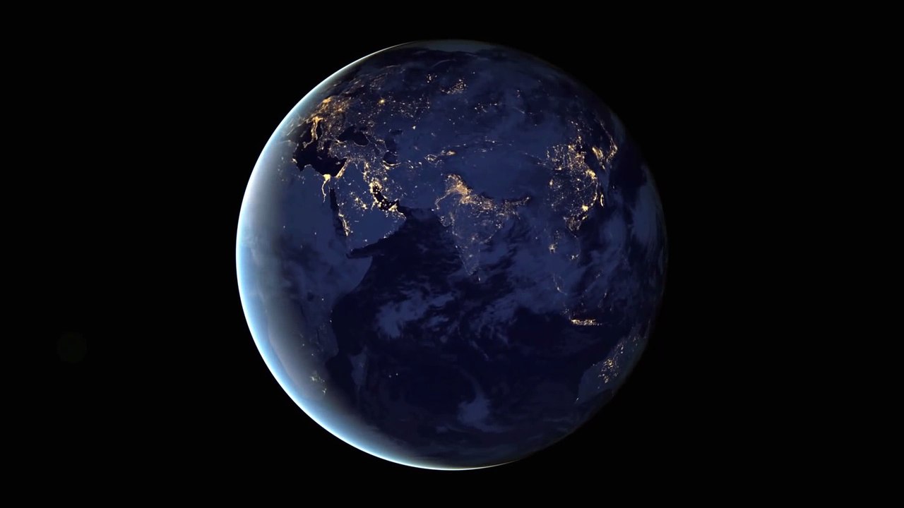 Rotating Earth at Night - Nasa Animation - HD Video