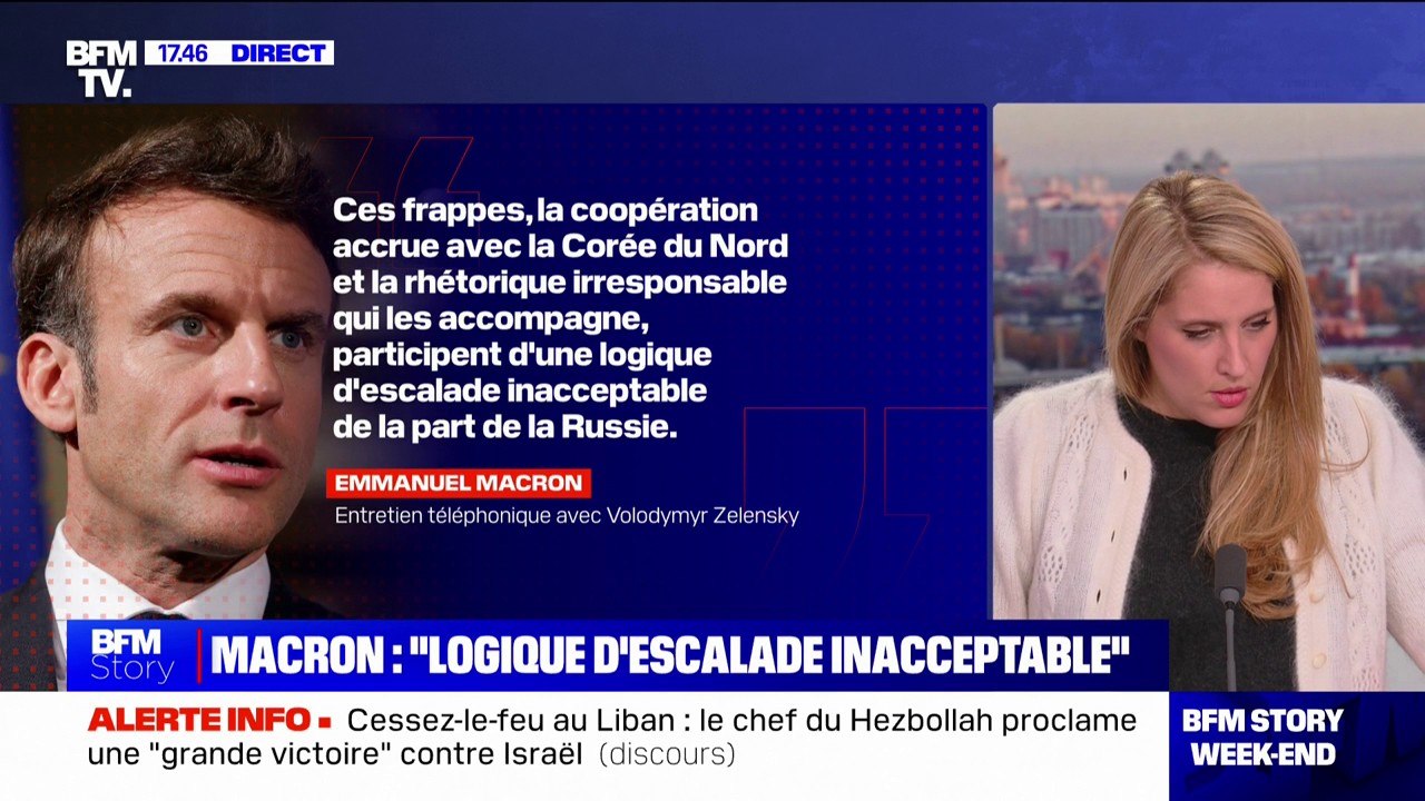 Guerre en Ukraine: Emmanuel Macron dénonce "une logique d'escalade inacceptable de la part de la Russie"