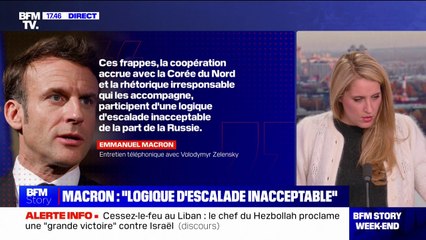 Guerre en Ukraine: Emmanuel Macron dénonce "une logique d'escalade inacceptable de la part de la Russie"