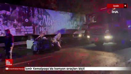 İzmir Kemalpaşa'da kamyon araçları biçti