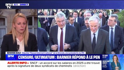 Budget: Edwige Diaz (RN) demande à Michel Barnier de "continuer les débats" et de ne "pas passer tout de suite par le 49.3"