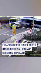 Escaping death: Truck driver has near miss at railway crossing in Poland