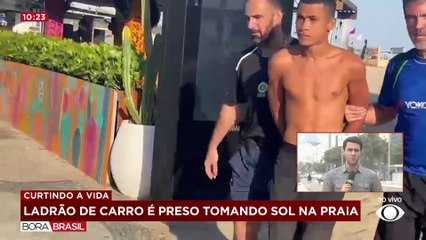 Ladrão de carro é preso tomando sol na Praia de Copacabana, no Rio