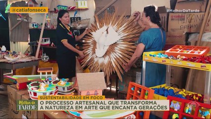 Catia aprende a fazer artesanato com a 'árvore da vida' | Melhor da Tarde
