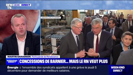 Budget: "Michel Barnier n'est pas le ministre des Finances de Marine Le Pen", rappelle Martin Garagnon (porte-parole de Renaissance)