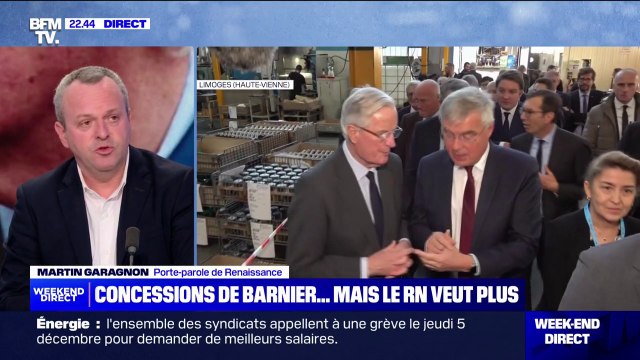 Budget: Michel Barnier n'est pas le ministre des Finances de Marine Le Pen , rappelle Martin Garagnon (porte-parole de Renaissance)