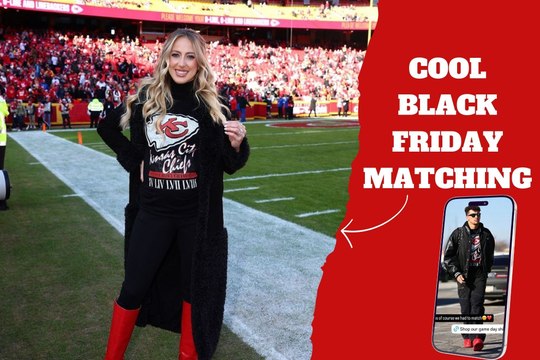 Brittany Mahomes matches a stunning Black Friday outfit with Patrick Mahomes Kansas City Chiefs pregame look