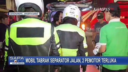 Mobil Tabrak Separator Jalan di Jakbar, 2 Pemotor Terluka