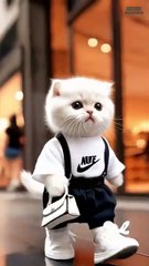 Stylish Cat Struts the Streets in Adorable Fashion Show 🐱👗✨(360P)