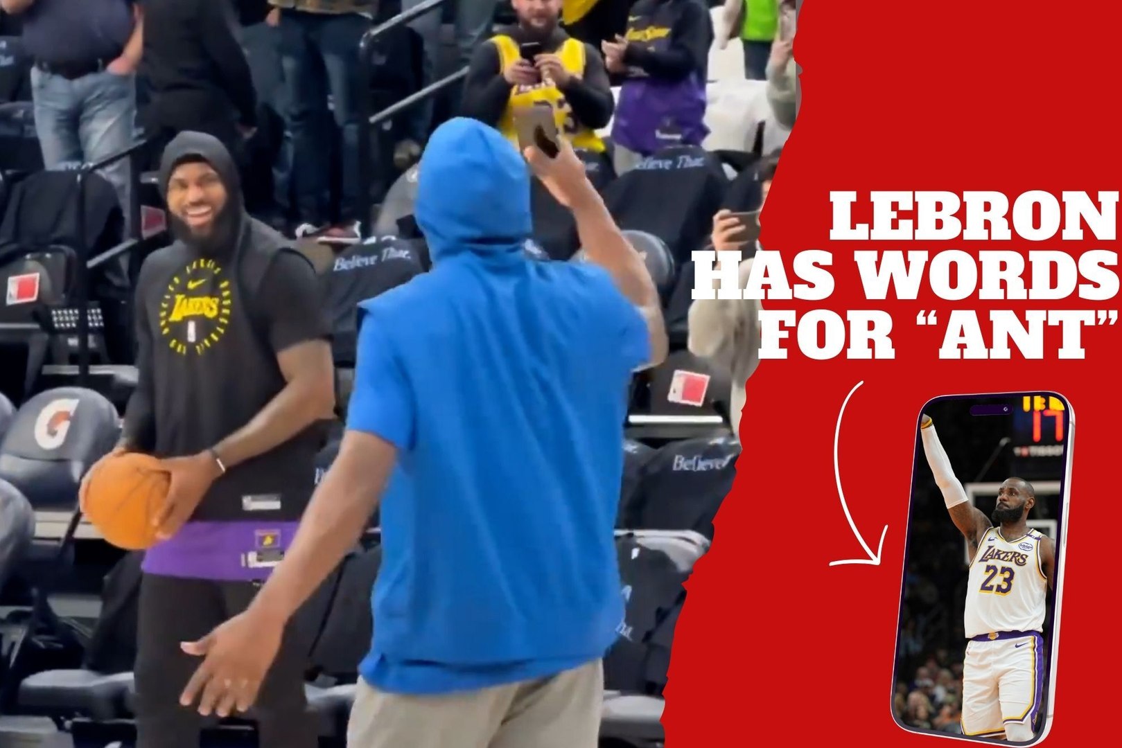 LeBron James and Anthony Edwards have a heated argument before the Lakers vs. Timberwolves game