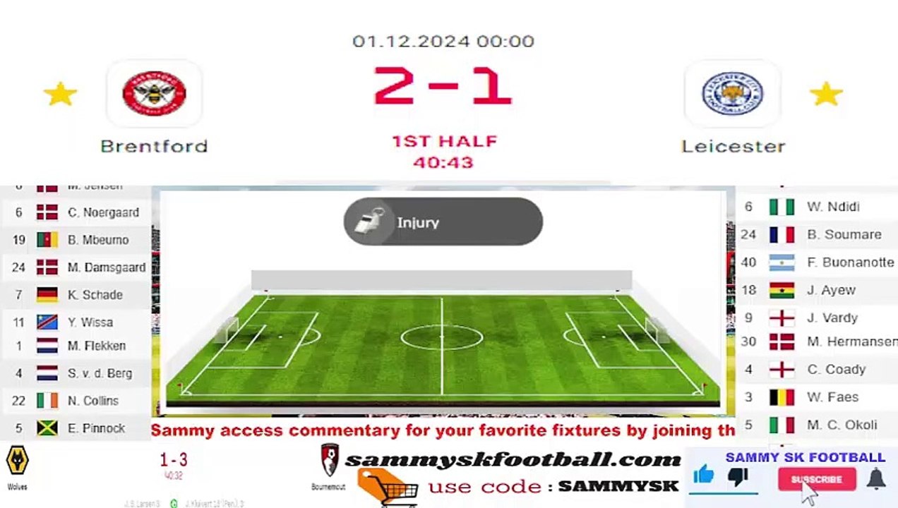 Brentford vs Leicester City Live Stream Premier League Football EPL Match Today Score Highlights FC